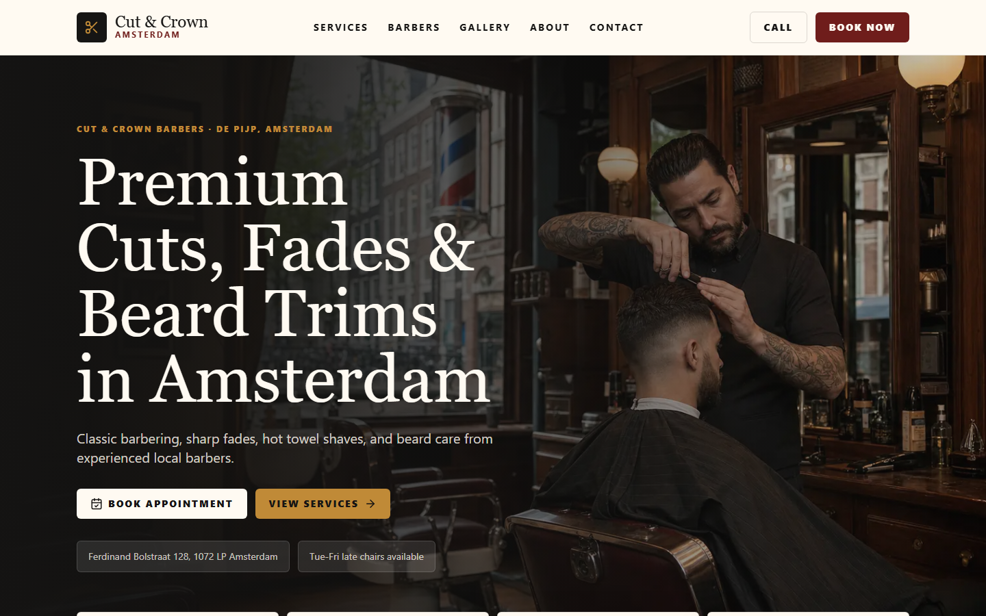 Barber website demo homepage preview